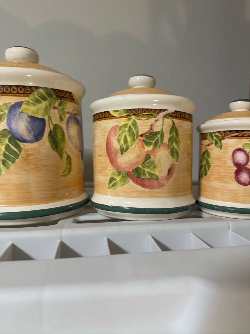 Ceramic Fruit Canister Set - Yellow Peach Design